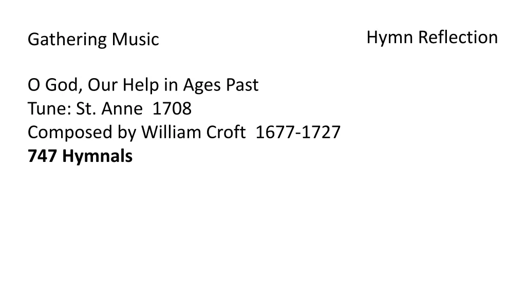 hymn reflection n.w