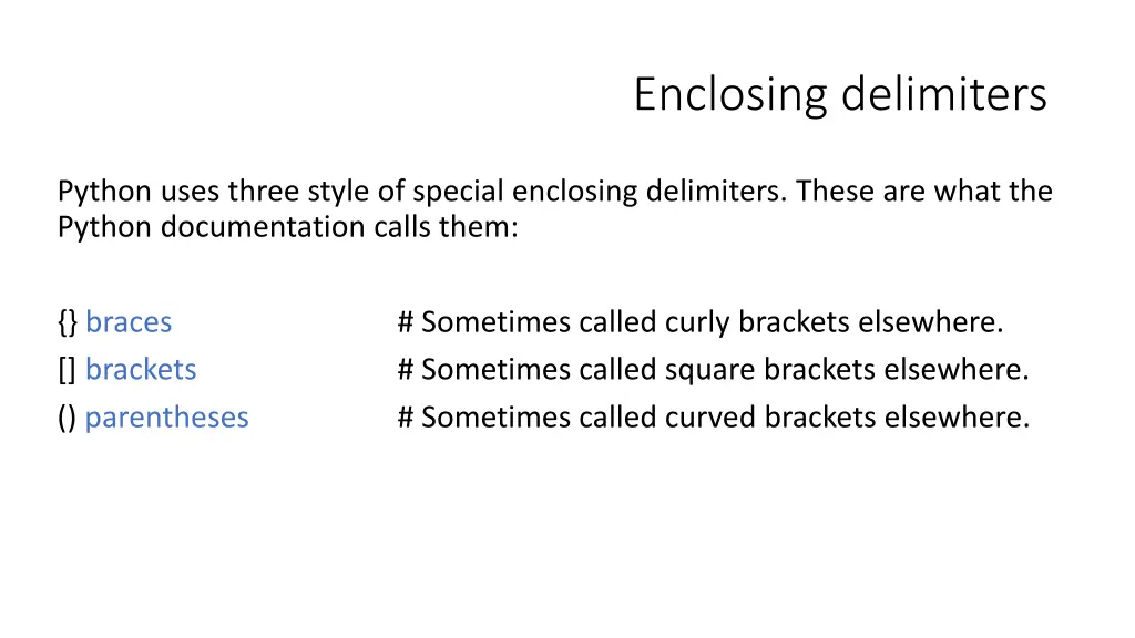 enclosing delimiters n.w