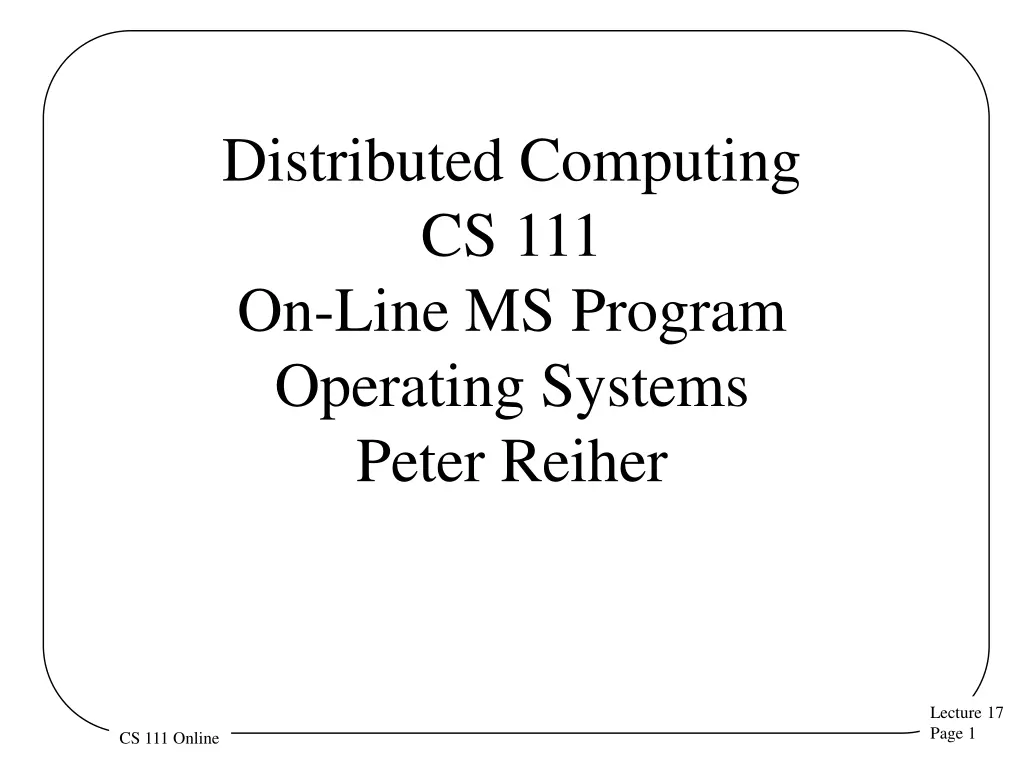 distributed computing cs 111 on line ms program n.w
