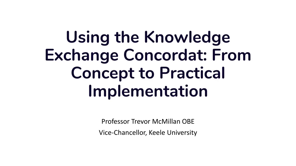 using the knowledge exchange concordat from n.w
