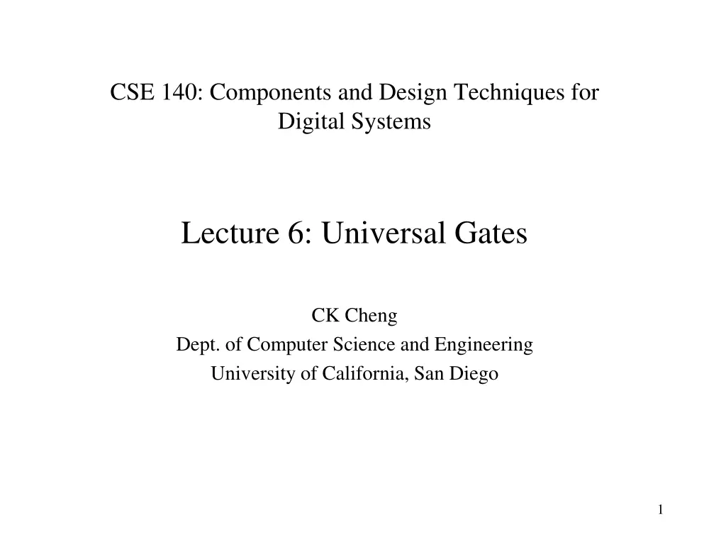 cse 140 components and design techniques n.w