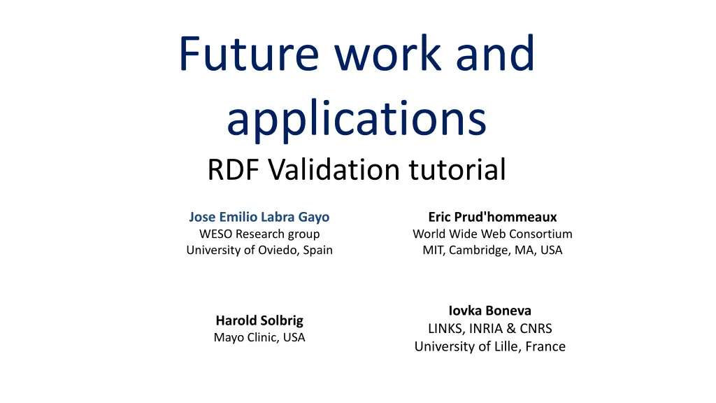 future work and applications rdf validation n.w