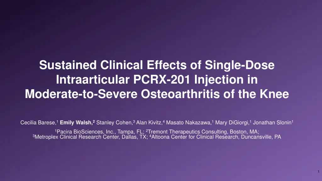 sustained clinical effects of single dose n.w