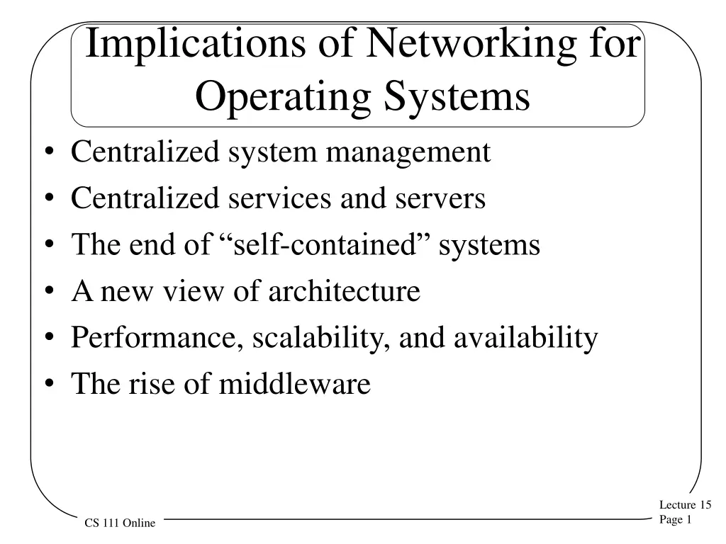implications of networking for operating systems n.w