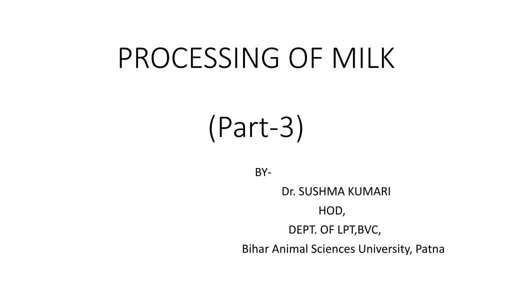 processing of milk n.w
