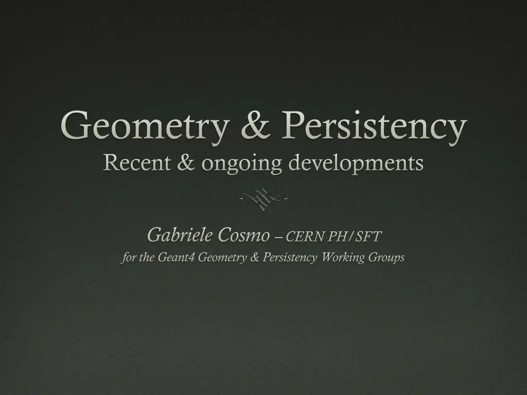 geometry persistency recent ongoing developments n.w