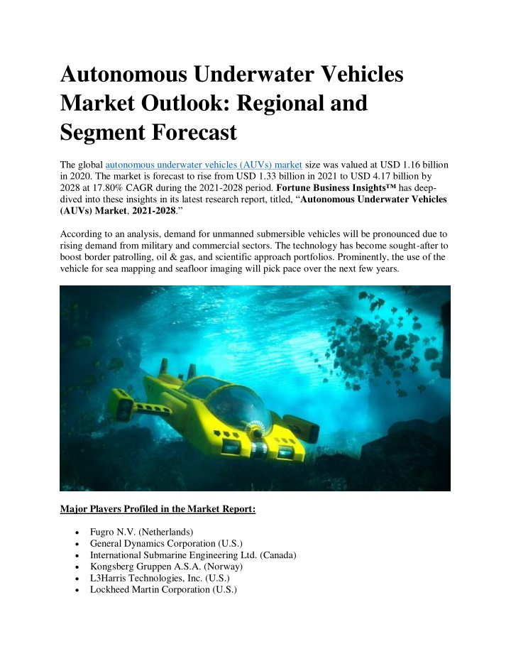 autonomous underwater vehicles market outlook n.w