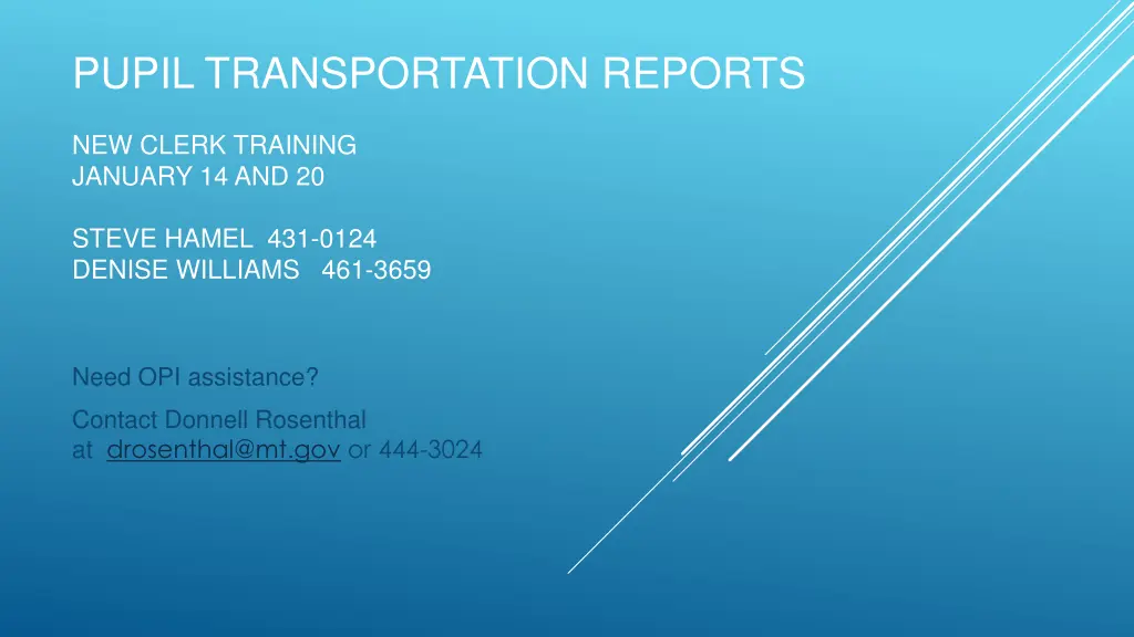 pupil transportation reports n.w
