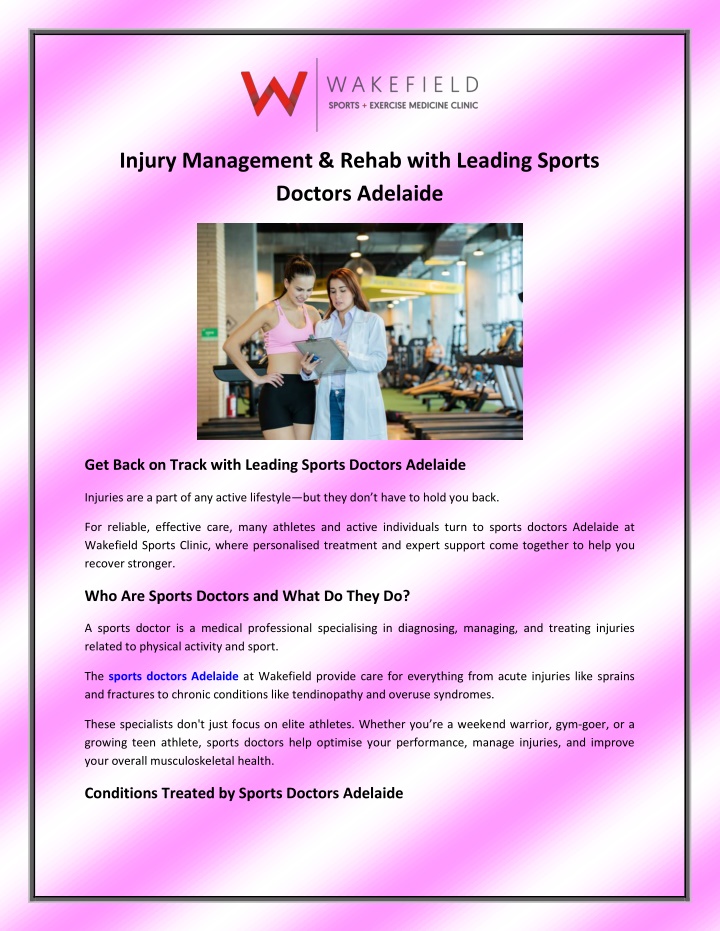 injury management rehab with leading sports n.w