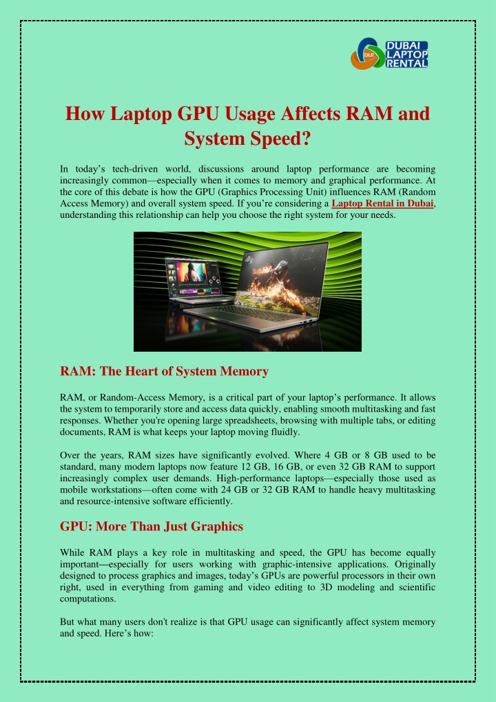 how laptop gpu usage affects ram and system speed n.w