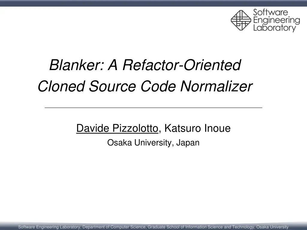 blanker a refactor oriented cloned source code n.w