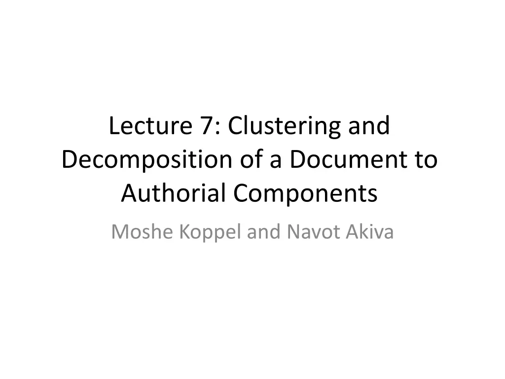 lecture 7 clustering and decomposition n.w