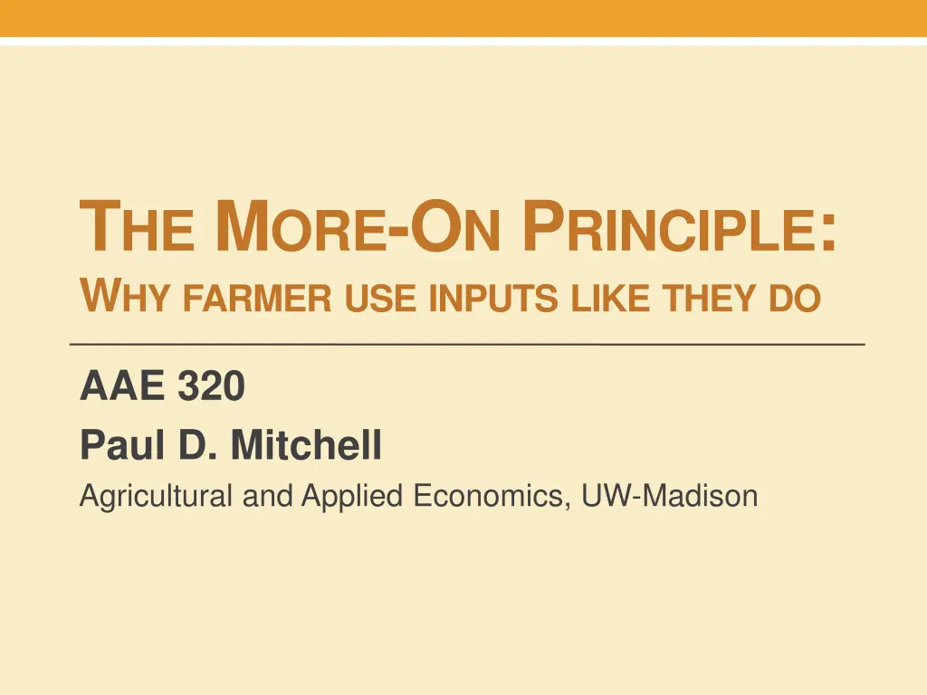 t he m ore o n p rinciple w hy farmer use inputs n.w