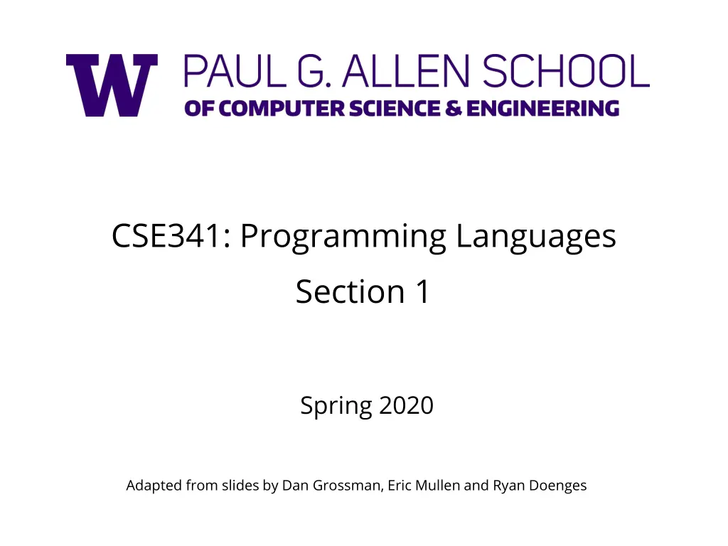 cse341 programming languages section 1 n.w