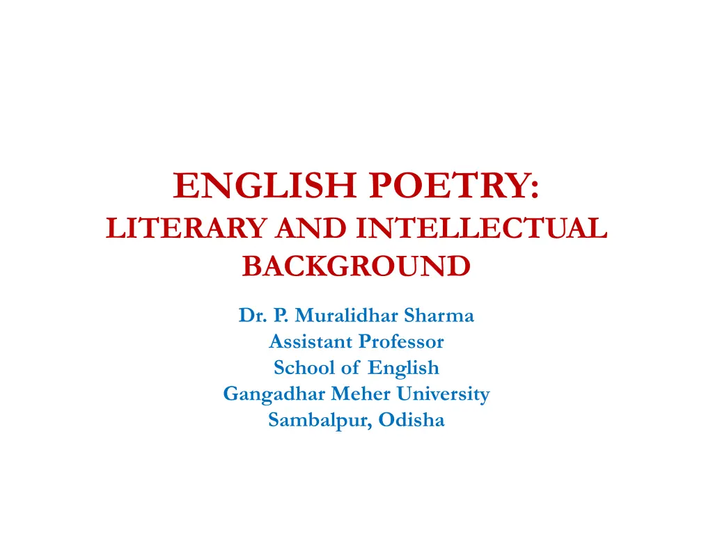 english poetry literary and intellectual n.w