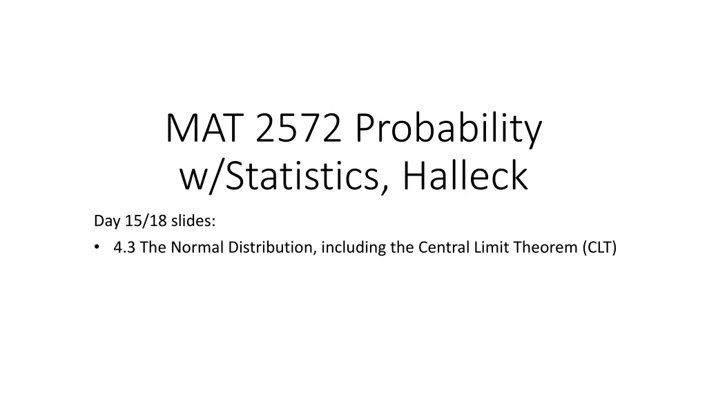 mat 2572 probability w statistics halleck n.w