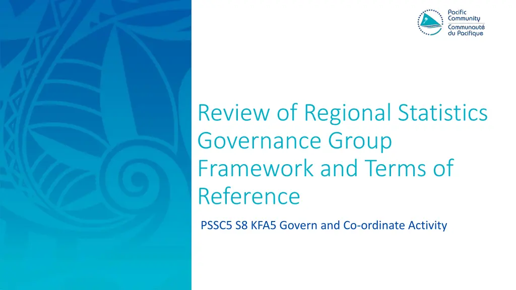 review of regional statistics governance group n.w