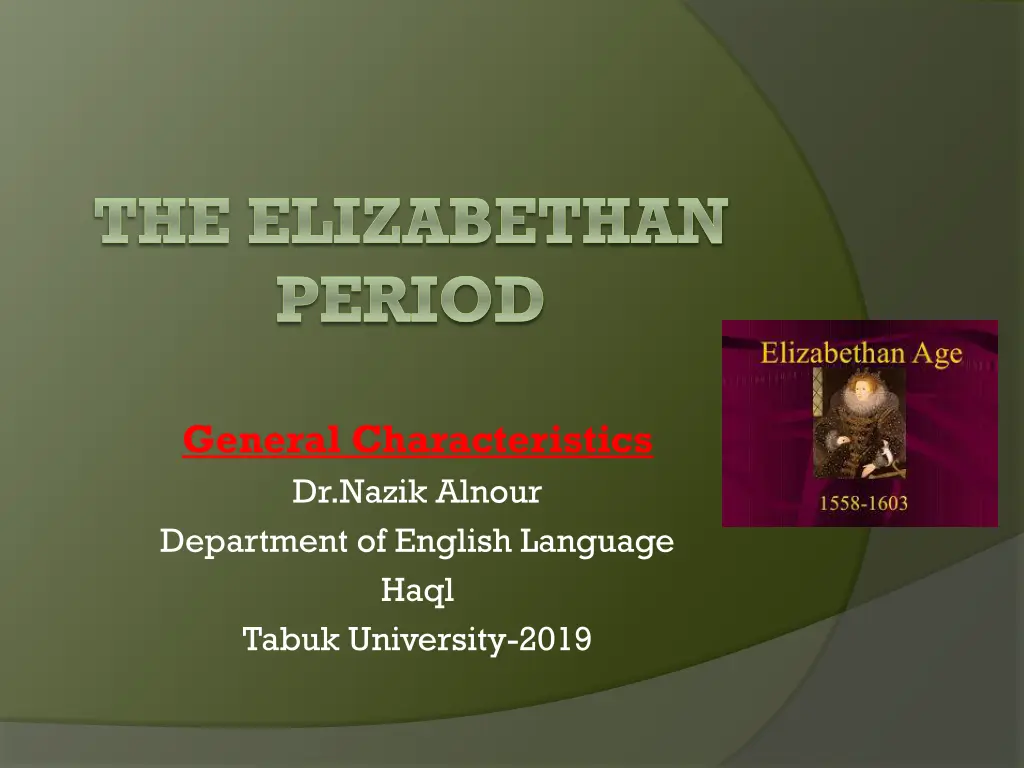 the elizabethan period n.w