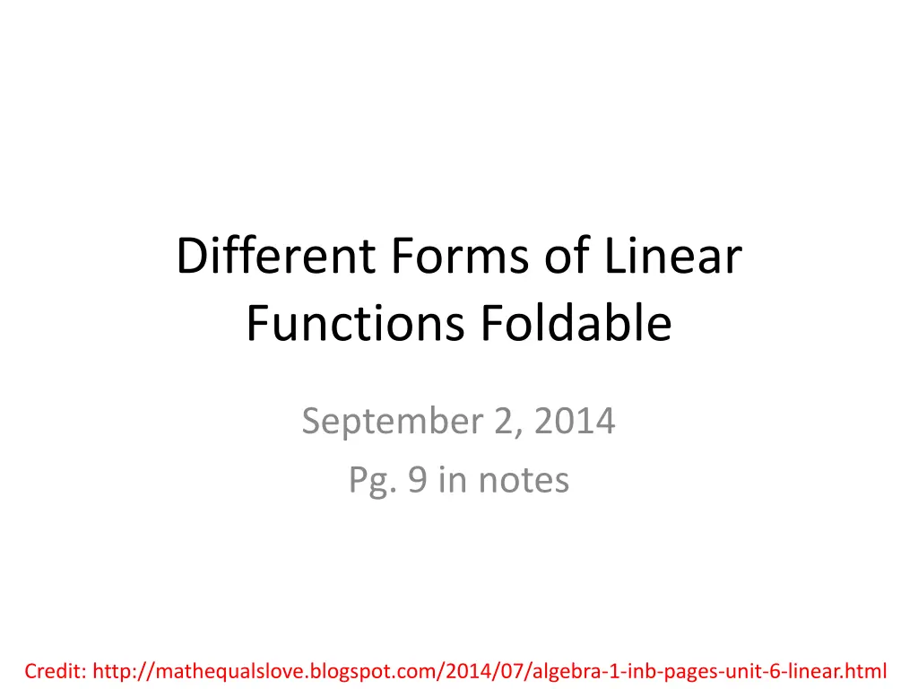 different forms of linear functions foldable n.w