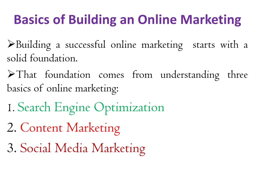 basics of building an online marketing n.w