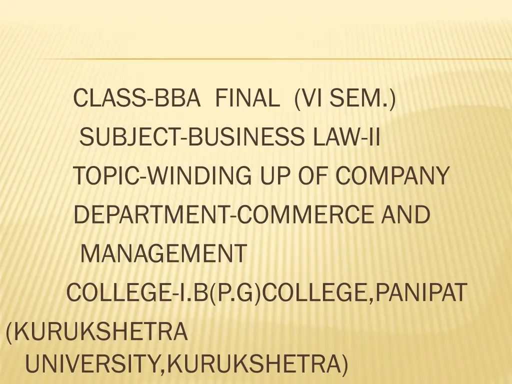 class bba final vi sem subject business n.w