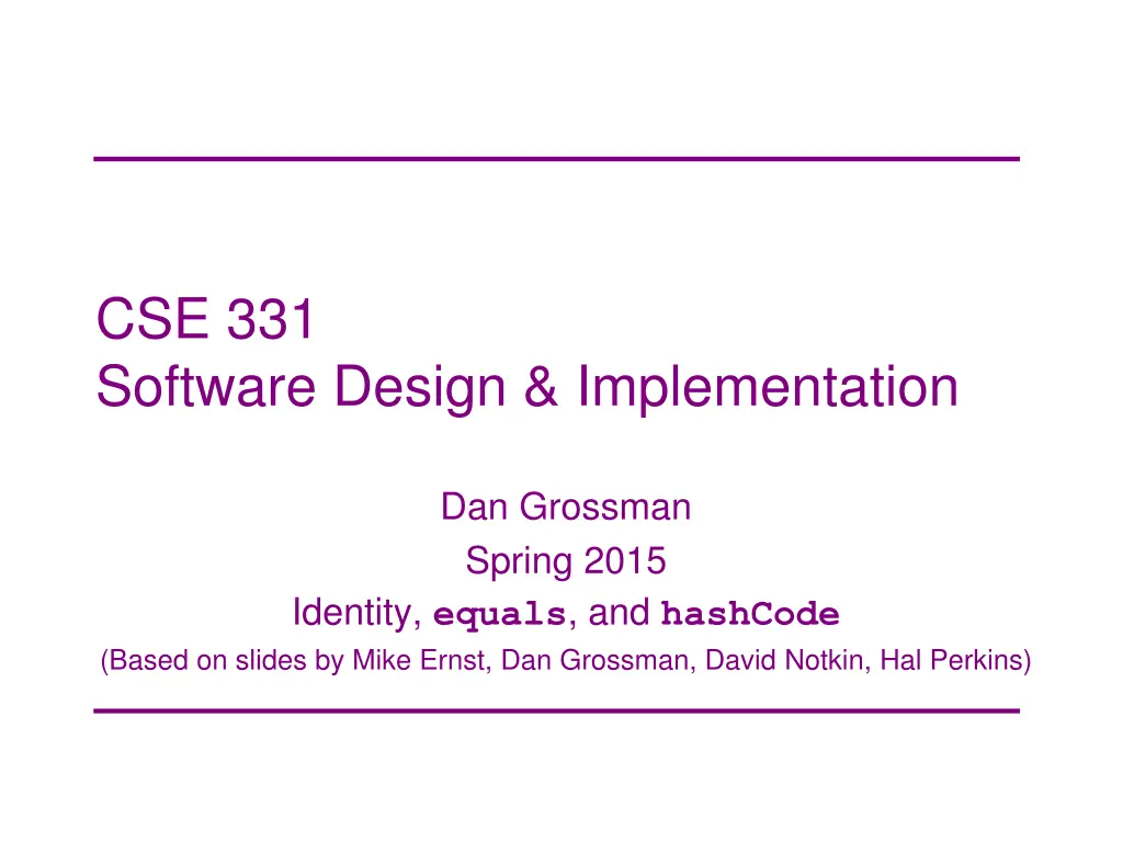 cse 331 software design implementation n.w