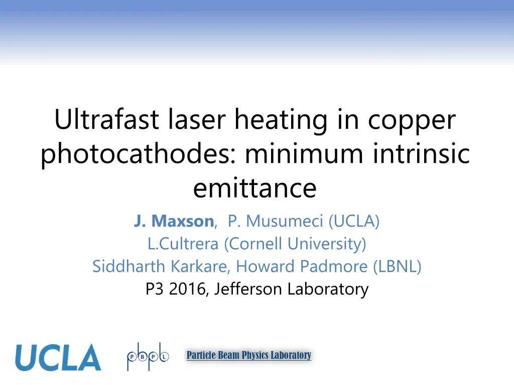 ultrafast laser heating in copper photocathodes n.w