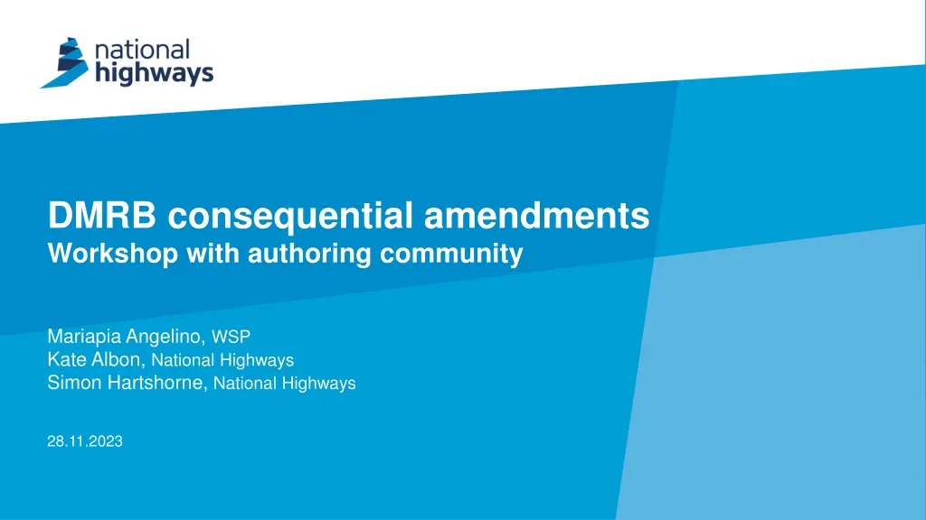 dmrb consequential amendments workshop with n.w