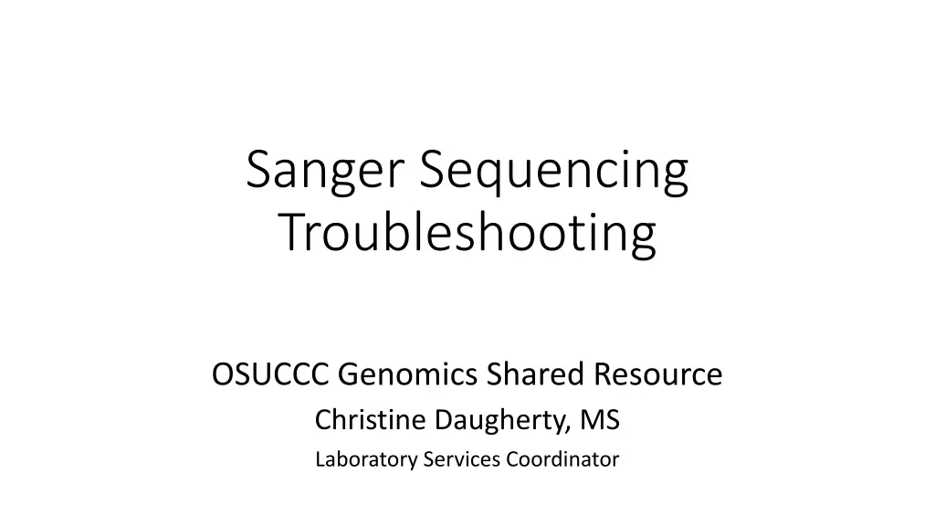 sanger sequencing troubleshooting n.w