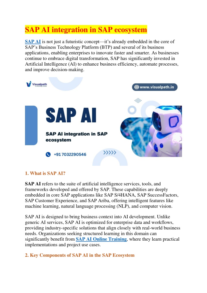 sap ai integration in sap ecosystem n.w