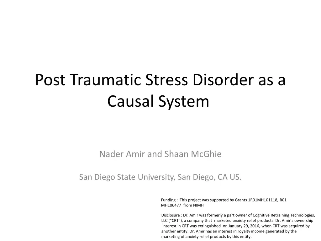 post traumatic stress disorder as a causal system n.w