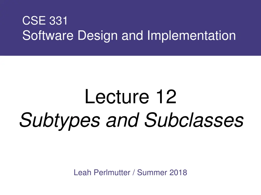 cse 331 software design and implementation n.w