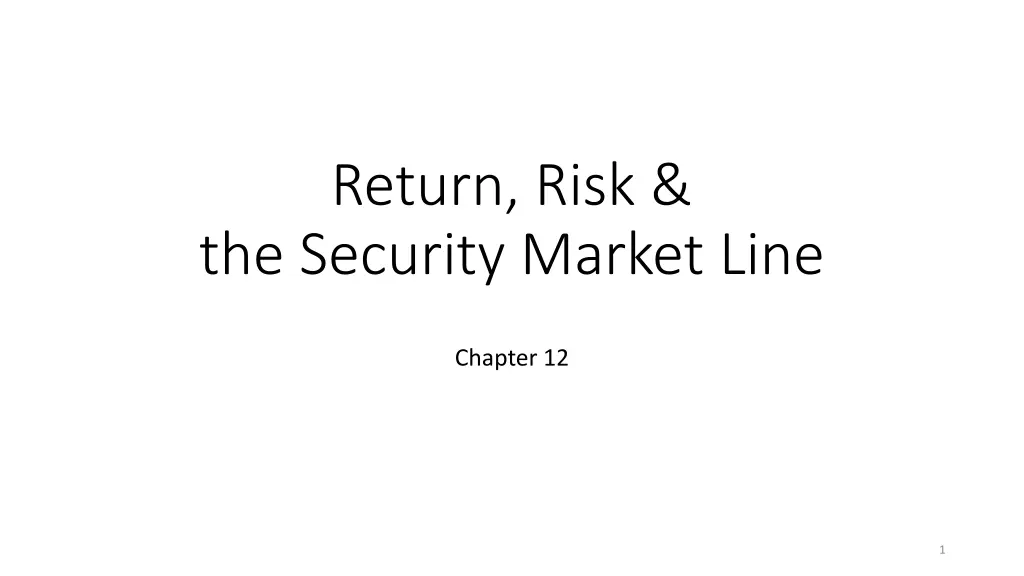 return risk the security market line n.w