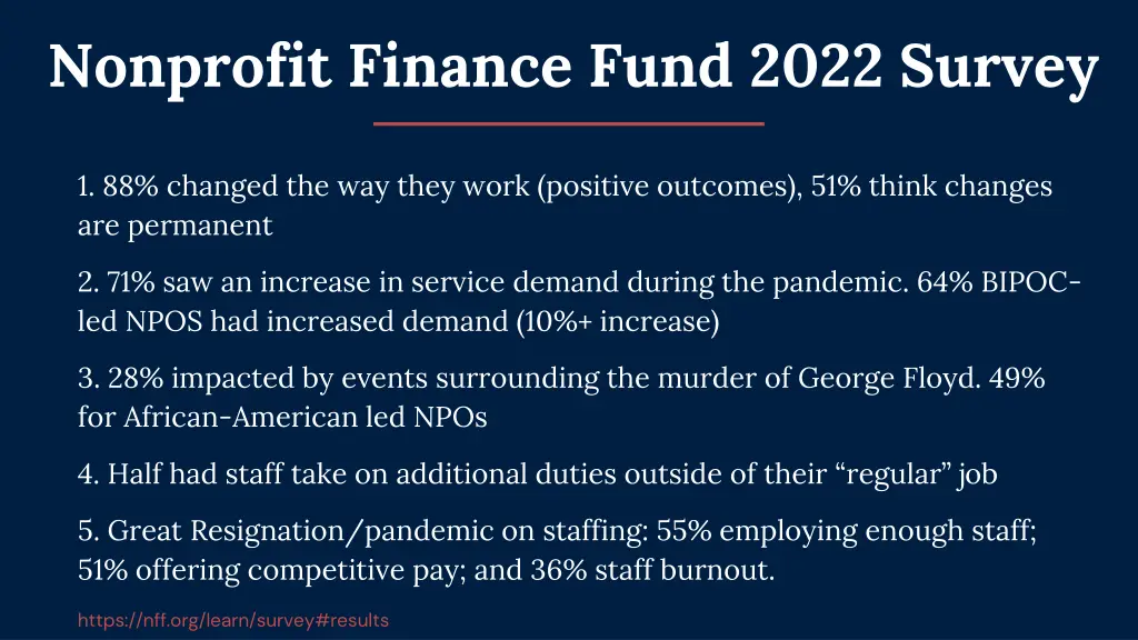 nonprofit finance fund 2022 survey n.w
