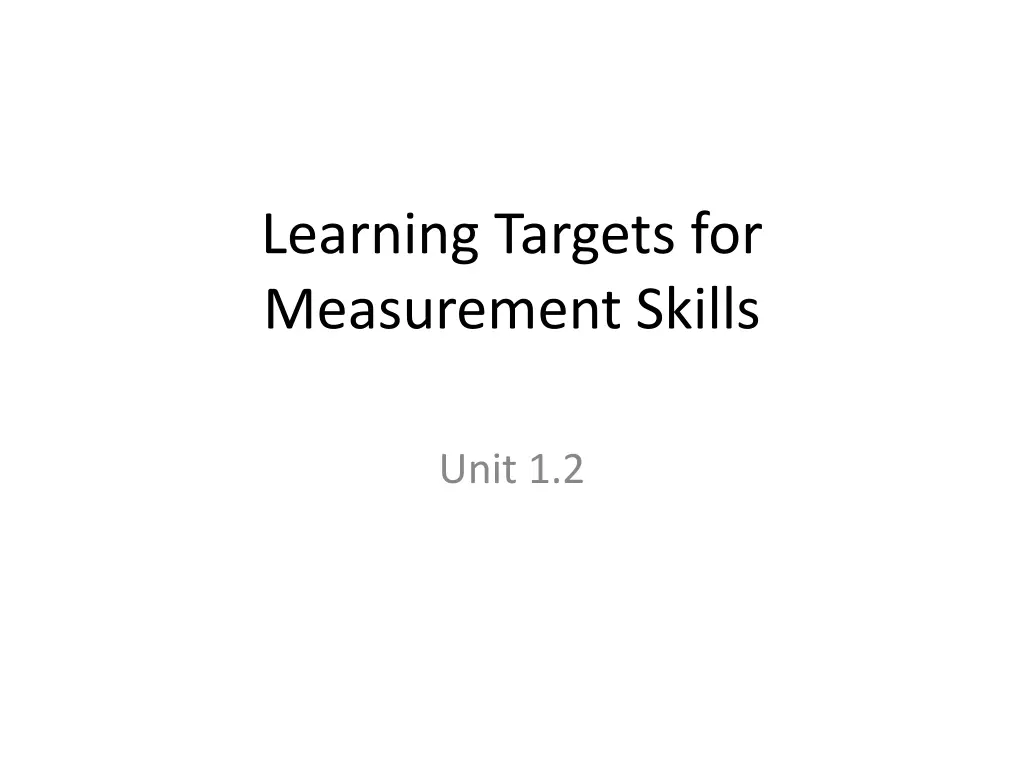 learning targets for measurement skills n.w