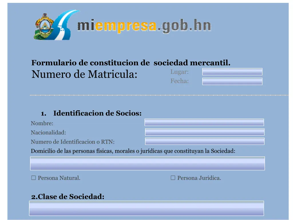 formulario de constitucion de sociedad mercantil n.w