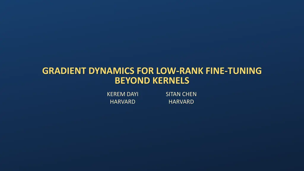 gradient dynamics for low rank fine tuning beyond n.w