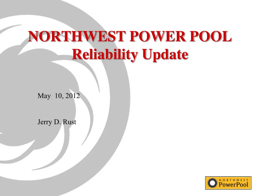 northwest power pool reliability update n.w