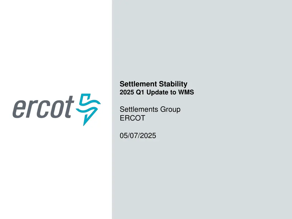 settlement stability 2025 q1 update to wms n.w