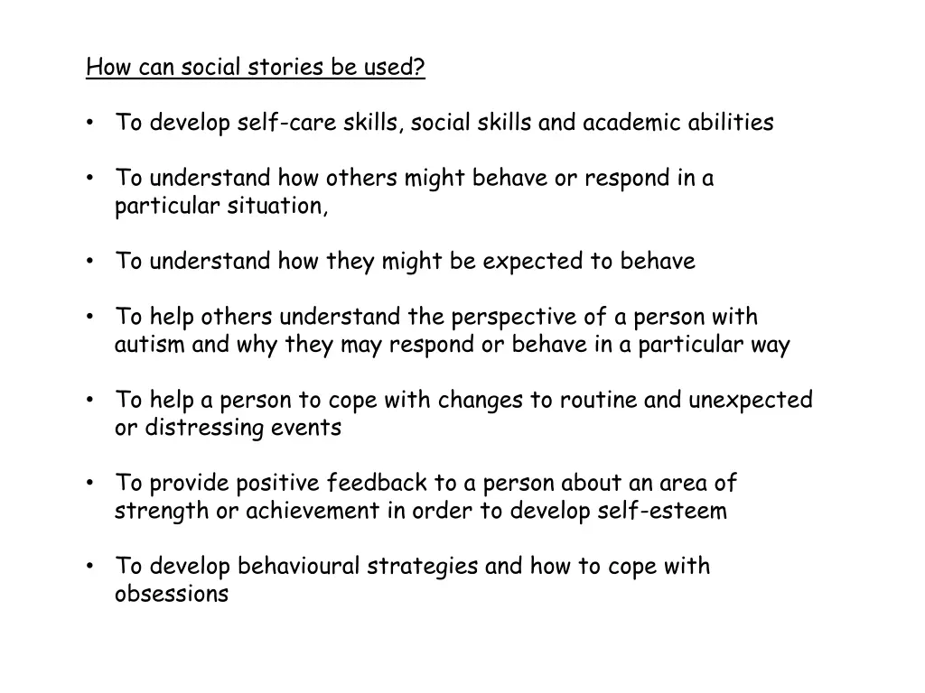 how can social stories be used n.w