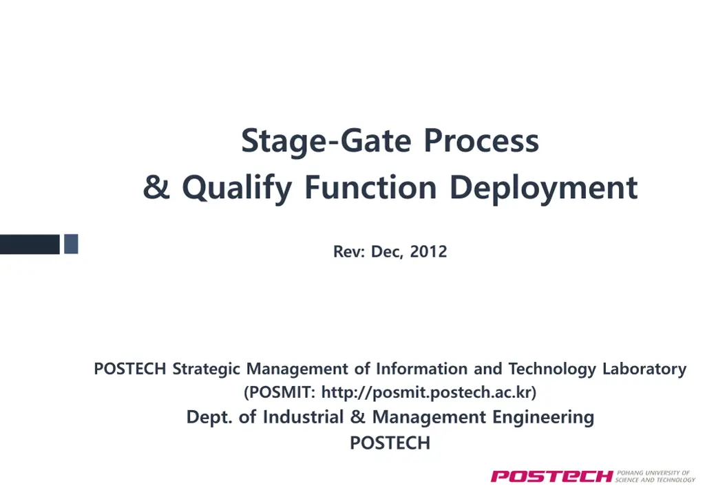 stage gate process qualify function deployment n.w
