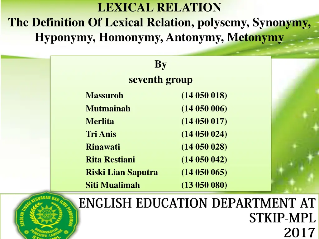lexical relation n.w