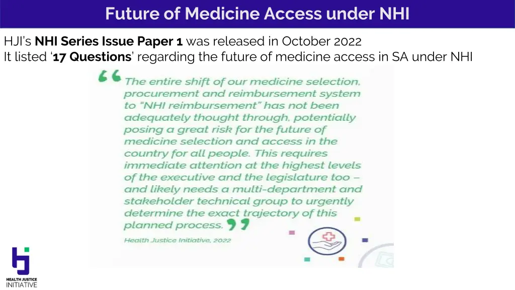 future of medicine access under nhi n.w