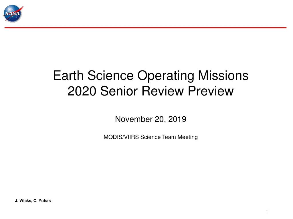 earth science operating missions 2020 senior n.w
