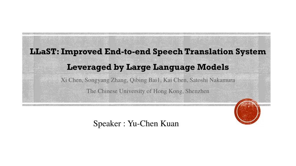 llast improved end to end speech translation n.w
