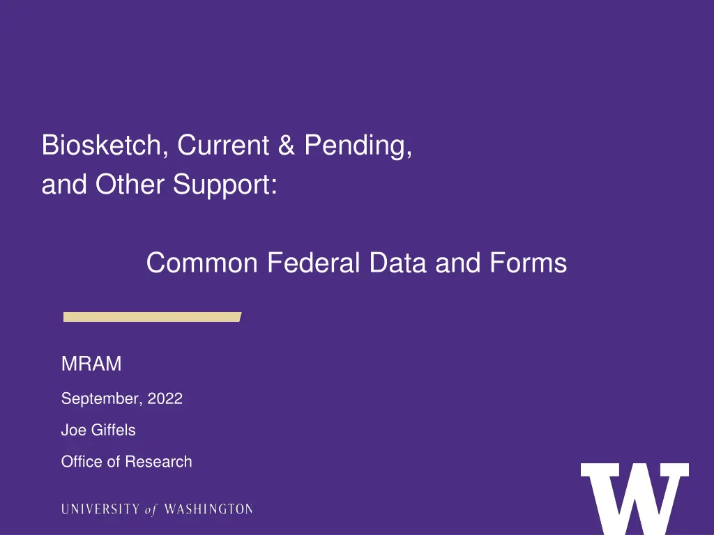 biosketch current pending and other support n.w