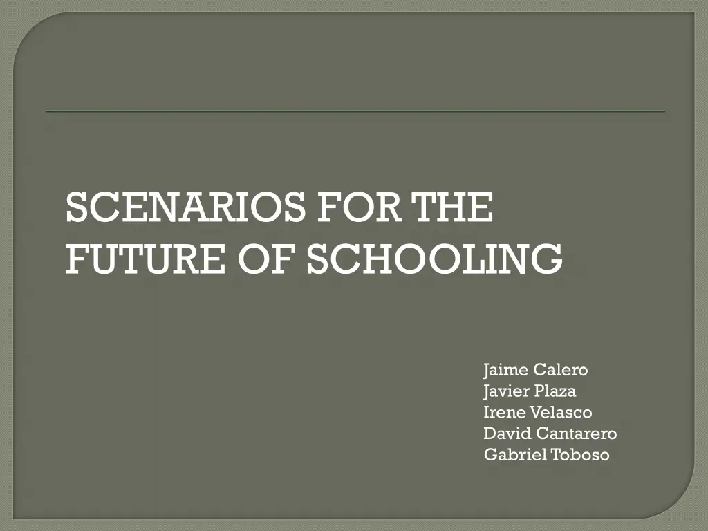 scenarios for the future of schooling n.w