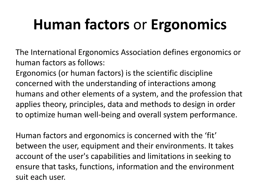 human factors or ergonomics n.w