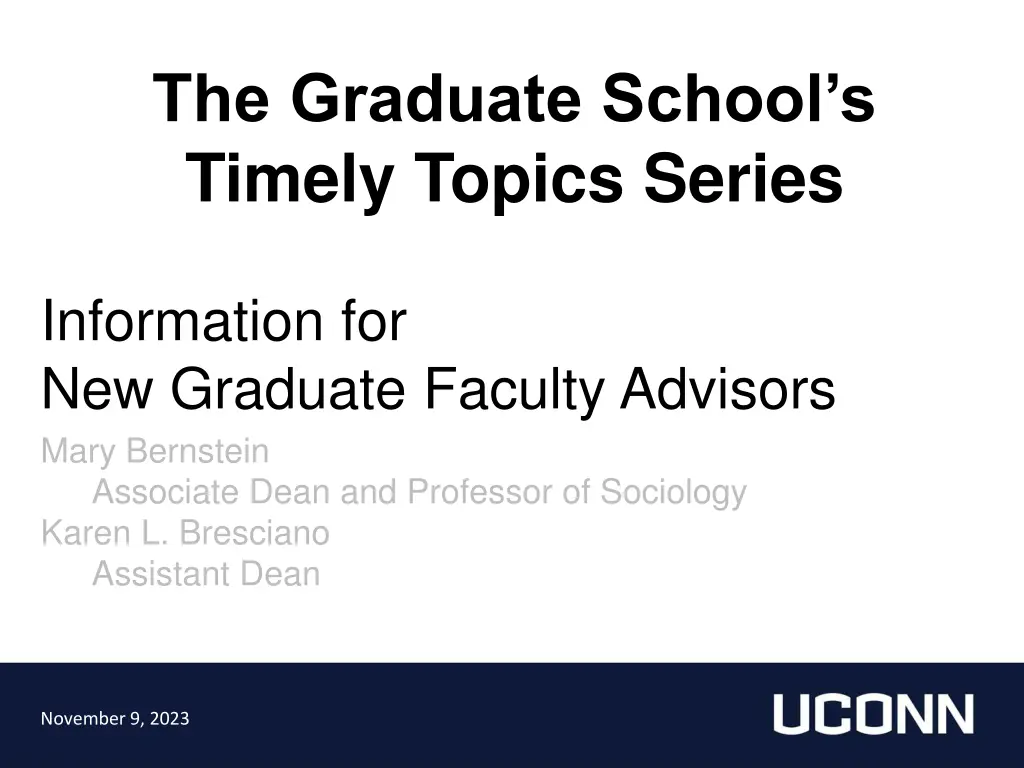 the graduate school s timely topics series n.w
