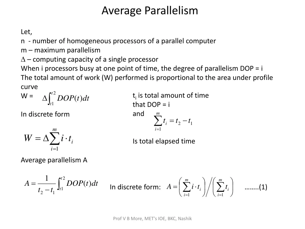 average parallelism n.w